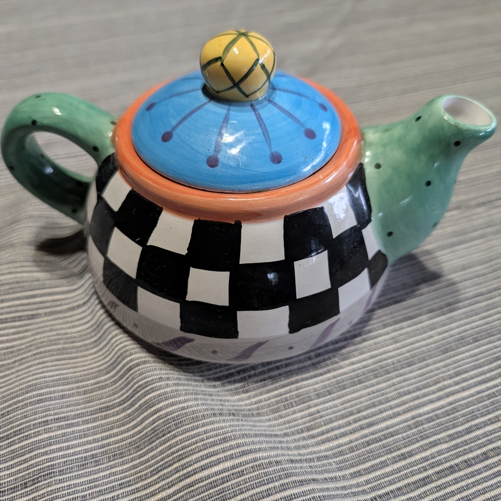 Colorful Checkered Teapot